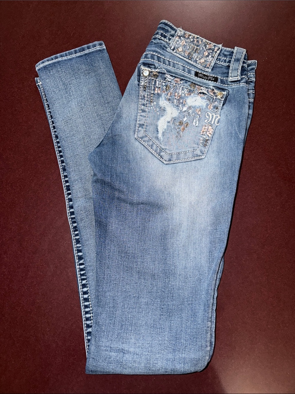 Miss Me Light Blue Embellished Skinny Jeans